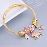 Crystal Love Heart Cuff Bangle Stainless Steel Bracelet Femme