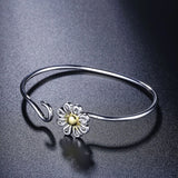 925 Silver Cuff Bracelet Plant Flower Woman Love Gift