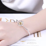 925 Silver Cuff Bracelet Plant Flower Woman Love Gift