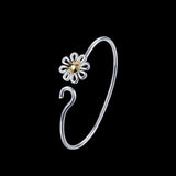 925 Silver Cuff Bracelet Plant Flower Woman Love Gift