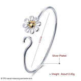925 Silver Cuff Bracelet Plant Flower Woman Love Gift