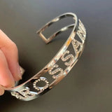 Stainless Steel Cuff Bracelet Bangle Customize Zircon Bangle Letter Gift
