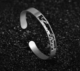 Personalized Name Heart Bracelet Stainless Steel Open Bangle Femme