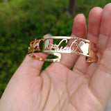 Personalized Heart Bracelet, Stainless Steel Name Open Bangle Women