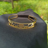 Personalized Heart Bracelet, Stainless Steel Name Open Bangle Women
