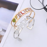 Customize Letter Cuff Bracelet Stainless Steel Bangle for Women