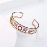 Personalized Stainless Steel Cuff Bracelet with Zircon Letter Design