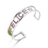 Customize Letter Cuff Bracelet Stainless Steel Bangle for Women