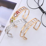 Customize Letter Cuff Bracelet Stainless Steel Bangle for Women