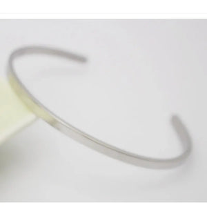 Thin Silver Stainless Steel Cuff Bracelet for Women
