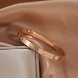 Crystal Stainless Steel Cuff Bracelet Women