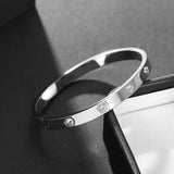 Crystal Stainless Steel Cuff Bracelet Women