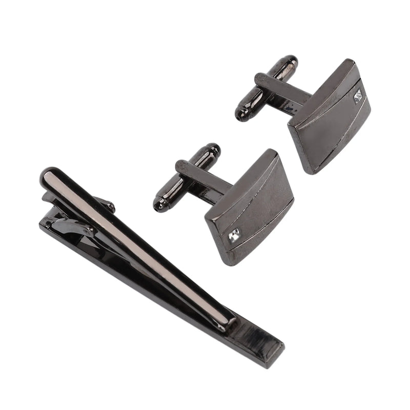 Crystal Cufflinks Tie Clip Set for Meeting