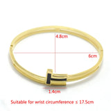 Gold-Color Stainless Steel Cuff Lover Bangle for Women