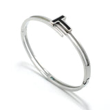 Gold-Color Stainless Steel Cuff Lover Bangle for Women