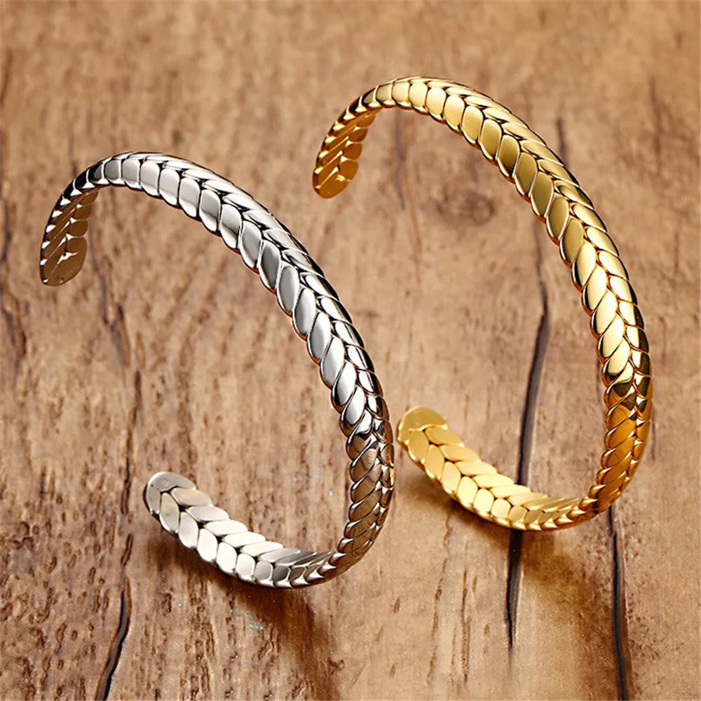 18k Silver Cuff Bangle Bracelet for Women, Adjustable Jewelry