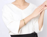 18k Silver Cuff Bangle Bracelet for Women, Adjustable Jewelry