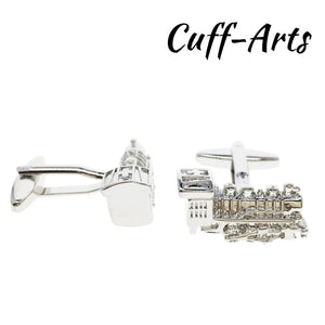Train Locomotive Cufflinks Tie Clip Set for Men