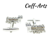 Train Locomotive Cufflinks Tie Clip Set for Men