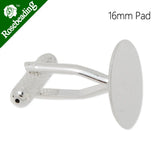 Cufflink Blanks with 16mm Pad,Silver Plated,20pcs/lot