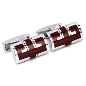 316L Stainless Steel Men's Cufflinks Red Cylinder Business Cuff Links