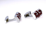 316L Stainless Steel Men's Cufflinks Red Cylinder Business Cuff Links