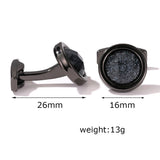 Personalized Crystal Round Grey Cufflinks
