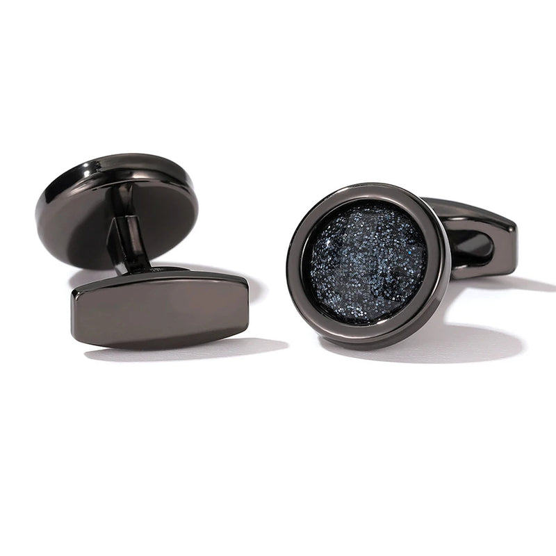 Personalized Crystal Round Grey Cufflinks