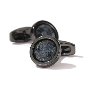 Personalized Crystal Round Grey Cufflinks