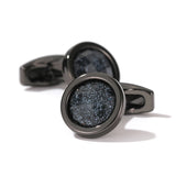 Personalized Crystal Round Grey Cufflinks