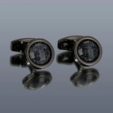 Personalized Crystal Round Grey Cufflinks