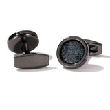 Personalized Crystal Round Grey Cufflinks