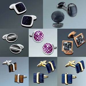 Men's Cufflinks, Rhodium Tone, Mother of Pearl, Gift Box