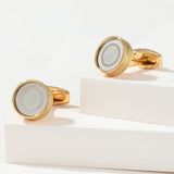 Personalized Round Cufflinks for Men, Wedding Business Casual Shirt Cuff Links