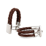 Brown Leather Tuxedo Cufflinks for Men Wedding