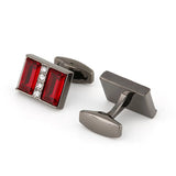 Golden Men's Cufflinks Red Crystal French Shirt Vintage Accessory