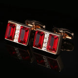 Golden Men's Cufflinks Red Crystal French Shirt Vintage Accessory