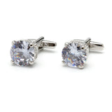 High Zircon Square Silver Cufflinks for Wedding