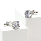 High Zircon Square Silver Cufflinks for Wedding