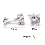 High Zircon Square Silver Cufflinks for Wedding