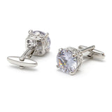 High Zircon Square Silver Cufflinks for Wedding