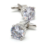High Zircon Square Silver Cufflinks for Wedding