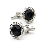 Sandstone Round Silver Buttons Cufflinks for Wedding