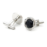 Sandstone Round Silver Buttons Cufflinks for Wedding
