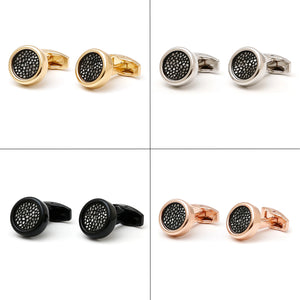 Men's XK23013 Mesh Round Cufflinks, 4 Colors, Business Dress Cuff Links