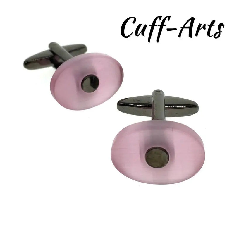 Pink Stone Cufflinks Men's Tie Clip Jewelry Gift Gemelos C20054
