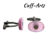 Pink Stone Cufflinks Men's Tie Clip Jewelry Gift Gemelos C20054