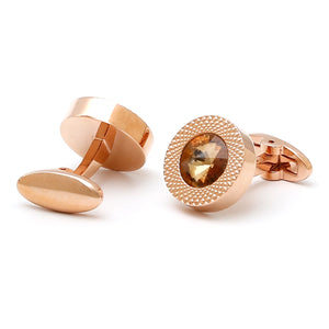 Crystal Round French Button Formal Cufflinks XK23030