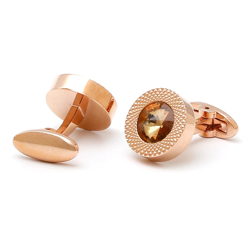 Crystal Round French Button Formal Cufflinks XK23030