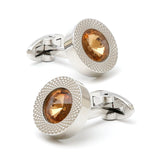 Crystal Round French Button Formal Cufflinks XK23030